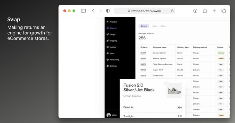 Making returns an engine for growth for eCommerce stores app built with no-code by Revido
