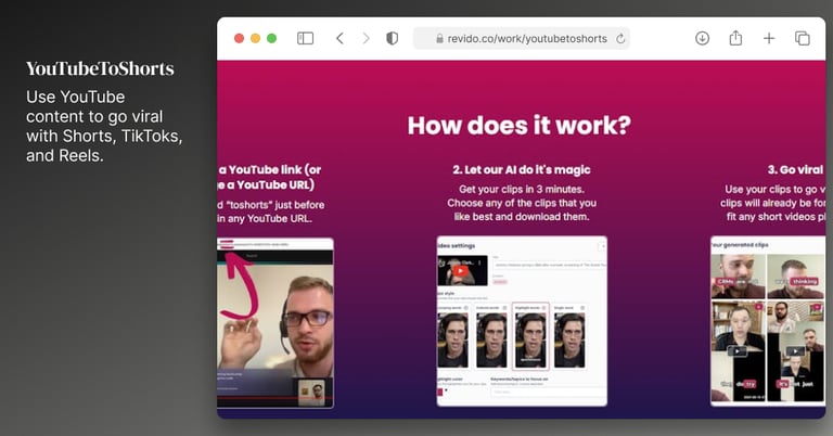 YouTube to Shorts app built with no-code by Revido